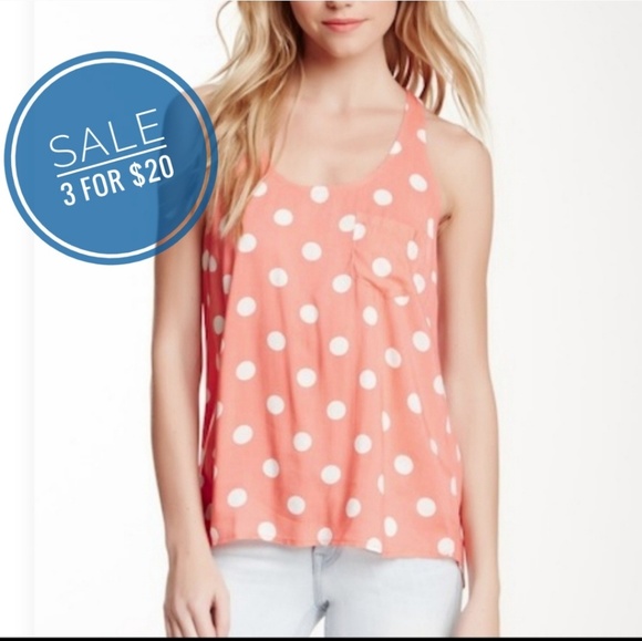 Splendid Tops - 5/$20 Splendid Coral Polka Dot Tank Top Medium